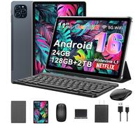 Tablet 2026 World's First Android 16 Tablet with Gemini AI, 11 Inch FHD Display, 24GB RAM 128GB ROM /2TB TF, T7250 CPU+13MP Camera, 8000mAh, Widevine L1, 2 in 1 Tablets with Keyboard Mouse Stylus