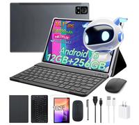Tablet Android 15 10.1 Inch with Keyboard ,12GB+256GB Tablets, 8000mAh Battery, 8-Core, Widevine L1, 2.4/5Ghz Dual Band WiFi/Bluetooth,5/13MP Cameras Bundle with Case, Mouse & Stylus M7 (Grey)