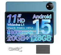Tablet, Android 15 Tablets with 11 inch LCD Display, 12GB RAM + 128GB Storage 1TB Expand, T7200 Octa-Core Processors, 8000mAh, Widevine L1, GPS, Dual Camera, WiFi 5, BT5.0 (Blue)