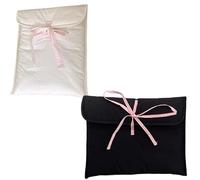 Tablet Bags 2Pc Ballet Style Tablet Protective Case Laptop Storage Bag For 11 13 Inch Solid Color Pink Bow Quilted(Mix-2PCS White+Black)