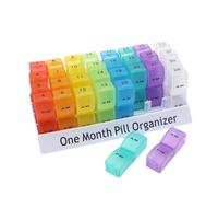 Tablet Box 1 Month - Tablet Organizer with 31 Subjects | Pill Box In The Morning 4 Times A Day, Pill Stand With Hard Shell Travel Case | 64 Compartments Pill Box