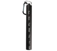 Tablet Box,7 Day Aluminium Alloy 7 Days for On the Go 7 Divisible Compartments Key Ring for Medications, Vitamins, Fish Outdoor Travel, Camping(Svart)