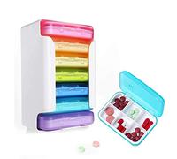 Tablet box 7 days - pill box 6 compartments - medicine box easy to open BPA-free for vitamins, fish oils, food supplements