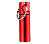 Tablet Box,Aluminium Key Ring Waterproof Metal Tablet Box Medicine Pill Boxes Waterproof Airtight Small for On the Go, Outdoor, Travel, Hiking, Camping(Rood)