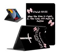Tablet Case Bible Versefor iPad (2020)/8th Gen 10.2'', The Cross of Jesus Bow Pattern Design Cases for Girls Women Protective Cover Flip Leather PU Fundas Adjustabl