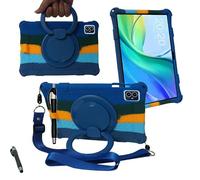 Tablet Case for 10.1 inch Teclast M50Pro / M50HD / M50 Soft Anti-Stress Silicone Case with 360° Rotate Stand/Pencil Holder/Shoulder Strap/Pen for Teclast 10.1 inch (Colorful Blue)