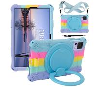 Tablet Case for ALLDOCUBE iPlay 50 Mini/60 Mini/DOOGEE T20 Mini/TCL/Samsung Galaxy 8.4 inch Soft Anti-Stress Silicone Case with Rotate Stand/Pencil Holder/Shoulder Strap/Pen (Colorful Light Blue)