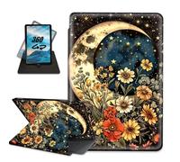 Tablet Case for Fire Max 11 2023 Release,PU Leather Multi-Angle Rotating Stand Cover,Auto Sleep/Wake,Folio Protective Case for Fire Max 11 13th Gen,Stars Moon and Blooming Flowers