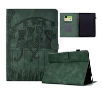 Tablet Case for Lenovo Tab M10 Plus 3rd Gen 10.6 (TB125FU /TB128FU), Embossed Cat Lightweight Shockproof Flip Leather Book Wallet Cover Case with fold Stand Protection,green