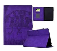 Tablet Case for Lenovo Tab M10 Plus 3rd Gen 10.6 (TB125FU /TB128FU), Embossed Cat Lightweight Shockproof Flip Leather Book Wallet Cover Case with fold Stand Protection,Purple