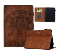 Tablet Case for Lenovo Tab M10 Plus 3rd Gen 10.6 (TB125FU /TB128FU), Embossed Cat Lightweight Shockproof Flip Leather Book Wallet Cover Case with fold Stand Protection,brown
