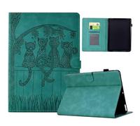 Tablet Case for Lenovo Tab M10 Plus 3rd Gen 10.6 (TB125FU /TB128FU), Embossed Cat Lightweight Shockproof Flip Leather Book Wallet Cover Case with fold Stand Protection,green-2