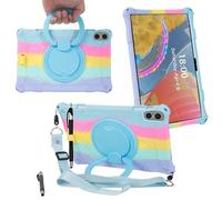 Tablet Case for Oppo Realme Pad 10.4inch Soft Anti-Stress Silicone Case with 360° Rotate Stand/Pencil Holder/Shoulder Strap/Pen for Oppo 10.4 inch (Colorful Light Blue)