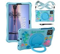 Tablet Case for Samsung Galaxy Tab A7 Lite 2021 8.7'' SM-T220/T225/T227,Soft Anti-Stress Silicone Case with Rotate Stand/Pencil Holder/Shoulder Strap/Pen for Samsung 8.7inch (Sky Blue)