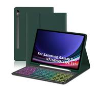 Tablet Case with Bluetooth Keyboard for Galaxy Tab S7 S8 S9 S9FE 11 Inch Magnetic Detachable Stand Slot Backlit Rechargeable Multi Angle Adjustment Long Battery Life Protective