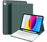 Tablet Case with Bluetooth Keyboard Magnetic Detachable Protective for iPad 10th Generation 11 A16 Stand Folio Cover Pencil Holder Quiet Typing Rechargeable Battery Full