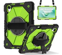 Tablet Cases Compatible with Huawei MatePad 11.5S 2024 Shockproof Kids Case,[Kickstand] [Shoulder Strap] 360 Degree Rotating Hand Strap Stand Bracket Heavy Duty Rugged Cover Tablet PC Case(Black+Green
