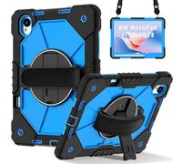 Tablet Cases Compatible with Huawei MatePad 11.5S 2024 Shockproof Kids Case,[Kickstand] [Shoulder Strap] 360 Degree Rotating Hand Strap Stand Bracket Heavy Duty Rugged Cover Tablet PC Case(Black+Blue)