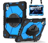 Tablet Cases Compatible with Huawei MatePad Air 12 inch 2024 Tablet Case Full Protective Shockproof Case, Case with Pencil Holder&Rotating Multi-Function Grip Bracket Tablet PC Case(Black+Blue)