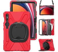 Tablet Cases For Samsung Galaxy Tab S10 Lite 10.9 inch SM-X400/X406B (2025) Case Tablet,Heavy Duty Case Shockproof Sturdy Cover with 360 Rotating Kickstand,Hand/Shoulder Strap Tablet PC Case(Red 1)