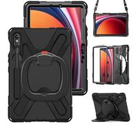 Tablet Cases For Samsung Galaxy Tab S10 Lite 10.9 inch SM-X400/X406B (2025) Case Tablet,Heavy Duty Case Shockproof Sturdy Cover with 360 Rotating Kickstand,Hand/Shoulder Strap Tablet PC Case(Black)