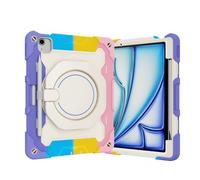 Tablet Cases Kids Case Compatible with iPad Air 11inch (M3 2025 7th/M2 2024 6th),360° Rotatable Handle Stand Case Three-in-one Shatter-Resistant Shell, Drop-Proof,Shoulder Strap Tablet PC Case(RAINBOW