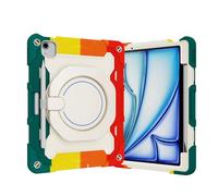 Tablet Cases Kids Case Compatible with iPad Air 11inch (M3 2025 7th/M2 2024 6th),360° Rotatable Handle Stand Case Three-in-one Shatter-Resistant Shell, Drop-Proof,Shoulder Strap Tablet PC Case(RAINBOW