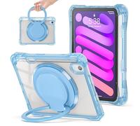 Tablet Cases Shockproof Protective Case Compatible with iPad Mini 7 Case (A17 Pro) 2024/ Mini 6 8.3″ Mini 7th/ 6th Generation Case with Pencil Holder, Sturdy Case Shoulder Strap TPU Cover Clear Back S