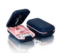Tablet Cutter, Stainless Steel Blade for Cutting Medicine with Large Storage Space, Portable Pill Dispenser for Household, Made of Food Grade PC, Sapphire Blue