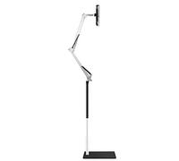 Tablet Floor Stand, 360 ° Rotation Clips Gooseneck Height Adjustable Arm Cell Stand Phone Holder Mount For 4-11Inch Tablet/Phone For Smartphone, Phablets, E-Readers, And ,Black/White-29.8x19.8CM