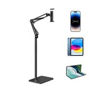 Tablet Floor Stand - Adjustable Smartphone Lazy Bracket, Rotating Metal Overhead Mount with Flexible Arm, Universal Mobile Device Support, Ideal for Workplace Couch