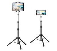 Tablet Floor Stand, Height Adjustable Cellphone Floor Stand with 360°Rotating Tripod Mount, Compatible with iPhone iPad mini/Air/Pro and All 5.5-12.9 Inch Devices
