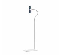 Tablet Floor Stand, Height Adjustable Metal Tablet Holder, with Flexible Gooseneck and Double Weight Base, Phone Stand Angle 360° Holder, for Tablet, Cell P(Size:Mobile phone model,Color:White)