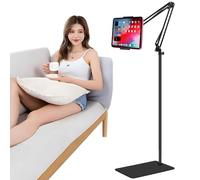 Tablet Floor Stand with Double Weight Base, Overhead Bed Phone Holder, Height & Arm Adjustable, Compatible with 4.5''-13'' iPhone, iPad, Galaxy Tab, Kindle, or Other Phones