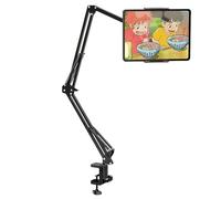 Tablet Holder for Bed, Retractable 360° Rotating Tablet Holder Bed, Made of Alloy for iPad, Tablet, Phone or Other Devices with a Screen Size of 4.3 to 13 Inches (Clip-on)