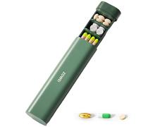 Tablet Organiser,Maslasee Pill Boxes 7 Day 1 Times a Day, Compact Travel Pill Box & Travel Finds with Daily Compartments for Vitamins & Tablets, Includes Pill Popper for Blister Packs Sage Green