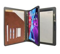 Tablet Organizer Portfolio Case with 3-Ring Binder, Binder Padfolio File Folder with Removable Tablet Holder, Compatible with 12.9-inch iPad Pro 4th/5th/6th (Brown)