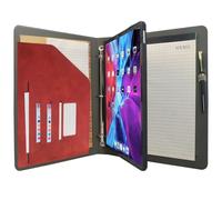 Tablet Organizer Portfolio Case with 3-Ring Binder, Binder Padfolio File Folder with Removable Tablet Holder, Compatible with 12.9-inch iPad Pro 4th/5th/6th, Red