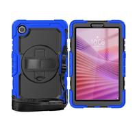 Tablet PC Bag, Case Compatible with Lenovo Tab One 8.7 inch/K9 TB305FU 2025 Heavy Duty Shockproof TPU Case,Protective Cover W Screen Protector 380 Swivel Kickstand+Hand Strap+Shoulder Strap(Blue)