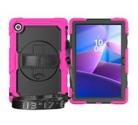 Tablet PC Bag, Case For Lenovo Tab 10.1"（TB-311XU）/ K10C TB-311FU Heavy Duty Shockproof TPU Case,Protective Cover W Screen Protector 380 Swivel Kickstand+Hand Strap+Shoulder Strap(Rose red)