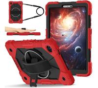 Tablet PC Bag, Case For Lenovo Tab One 8.7 inch/K9 TB305FU(2025) Shockproof Heavy Duty Hybrid Cover Rotatable Stand, Detachable Strap & Built-in Pencil Holder, Anti-Scratch Silicone PC Armor(Red)