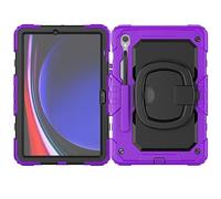 Tablet PC Bag, Case For Samsung Galaxy Tab S10 FE 10.9inch（SM-X520/X526B) 2025 Case with Pencil Holder+Screen Protector, Full Body Protective Rugged Cover Rotating Handle Silicone Case(Purple)