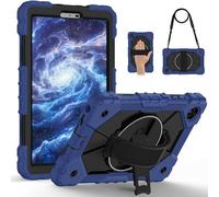 Tablet PC Bag, Case Heavy Duty Case for Lenovo Tab One 8.7 inch/K9 TB305FU (2025) with Screen Protector, Rotating Kickstand, Hand Strap & Detachable Shoulder Strap Shockproof Cover(Deep Blue)