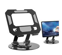 Tablet Rotating Stand - Carbon Steel Pivot Cradle, Metal Adjustable Elevation Riser, Foldable Viewing Dock Base, Stable Angle For Device Support | Presentation Classroom Kitchen Counter Setup F