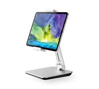 Tablet Stand, Adjustable Heavy Duty Aluminium Holder, 360° Rotation, Foldable Metal Tablet Holder for iPad, Samsung Tab, Kindle, Nintendo Switch (4.7-13 Inches) (Silver)