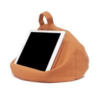 Tablet Stand-Bean Bag Cushion Holder for All Devices-Soft Pillow Lap Stand-Portable Bean Bag Imitation Hemp Car Home Tablet Cushion (Orange)