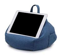 Tablet Stand for IPad-Bean Bag Cushion Holder for All Devices-Soft Pillow Lap Stand-Portable Bean Bag Imitation Hemp Car Home Tablet Cushion (Blue)