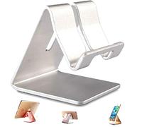 Tablet Stand Holder,Aluminum Solid Portablet Desktop Dock Hands Free Cradle Compatible with Tablets Such As iPad Air Mini Pro, Phone 14 13 11 XR MAX XS Max XR X Plus More Tablets (4-13 Inch) -Silver