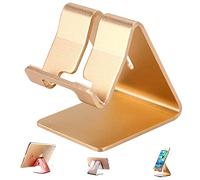 Tablet Stand Holder,Aluminum Solid Portablet Desktop Dock Hands Free Cradle Compatible with Tablets Such As iPad Air Mini Pro, Phone 14 13 11 XR MAX XS Max XR X Plus More Tablets (4-13 Inch) - Gold