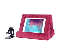 Tablet Stand Multi-Angle Tablet Pad Stand Lazy Holder Stand Soft Pad Stand Tablet Cushion Stand with Net Pocket & Black Phone Stand for Lap, Knee, Sofa and Bed Universal Phone Pad Stands(Wine Red)